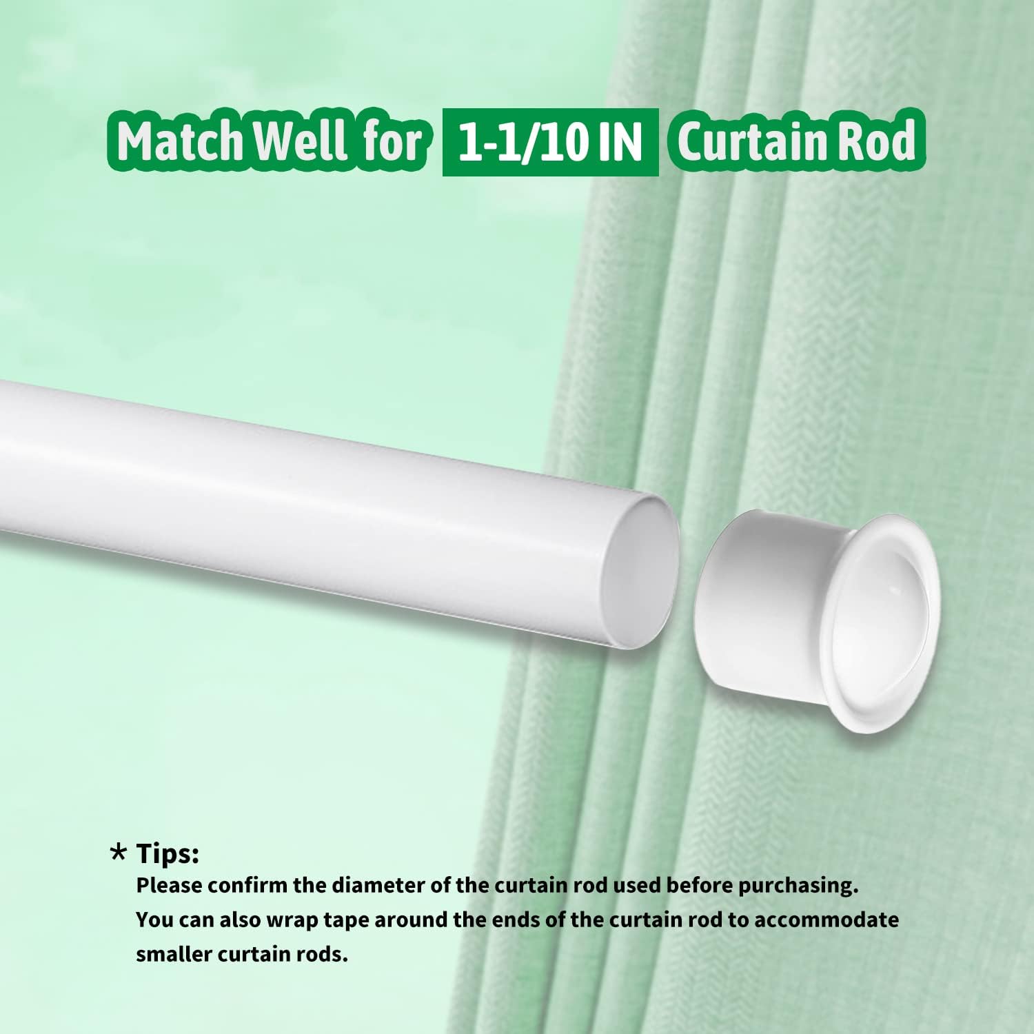 Yinpecly 8 Pcs Plastic Curtain Rod End Cap for 11 Inch Diameter