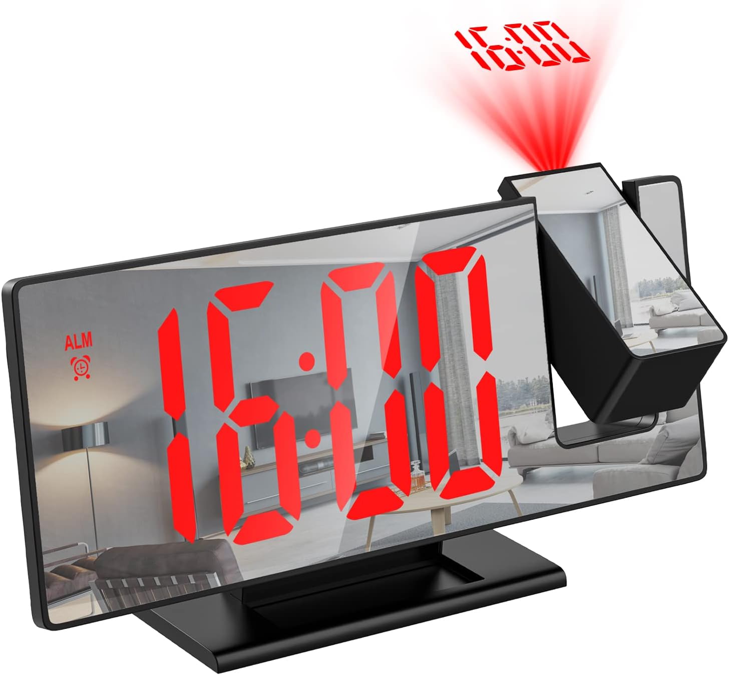 ORIA Projection Alarm Clock with LED Mirror and Snooze