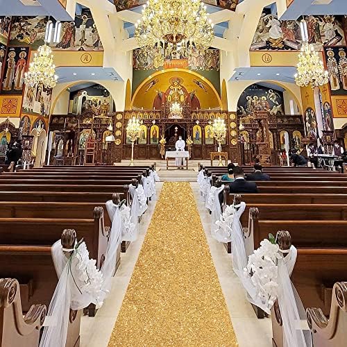 Gold Sequin Aisle Runner 2ftx15ft Wedding Decor