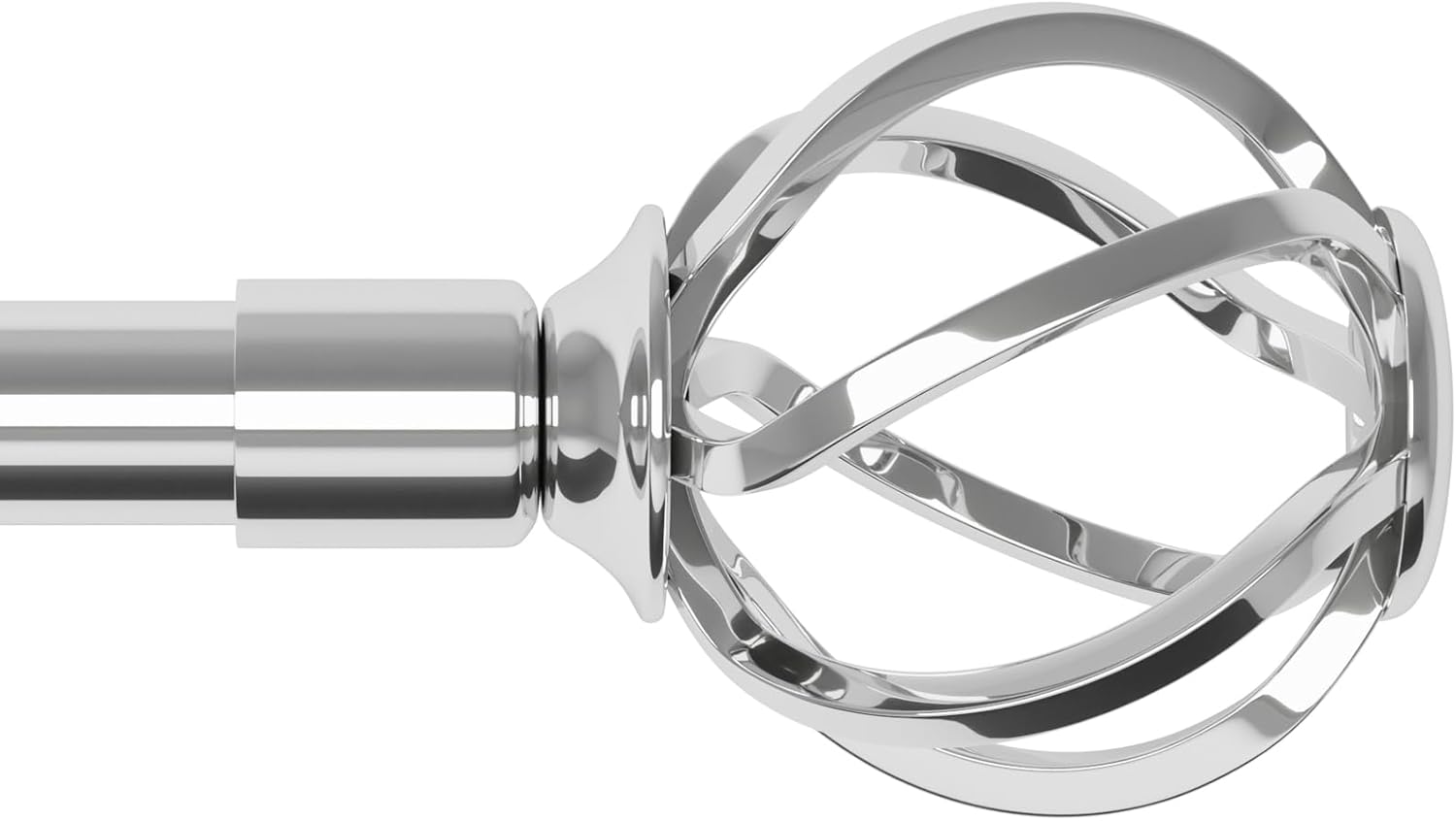 Silver Curtain Rods 48-88 Inch with Twisted Cage Finials