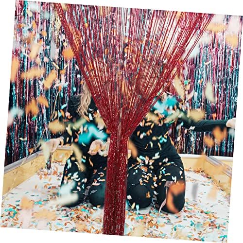 Silver Silk String Curtains for Doorway Boho Room Divider