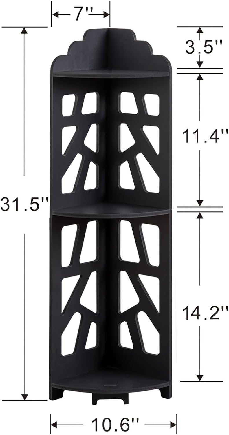 Corner Shelves Waterproof Black 3 Tier Storage Stand