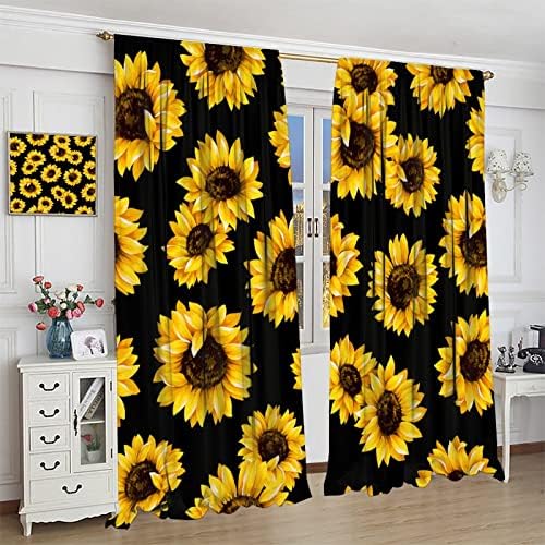 Sunflowers Blackout Window Curtains Vintage Shabby Chic