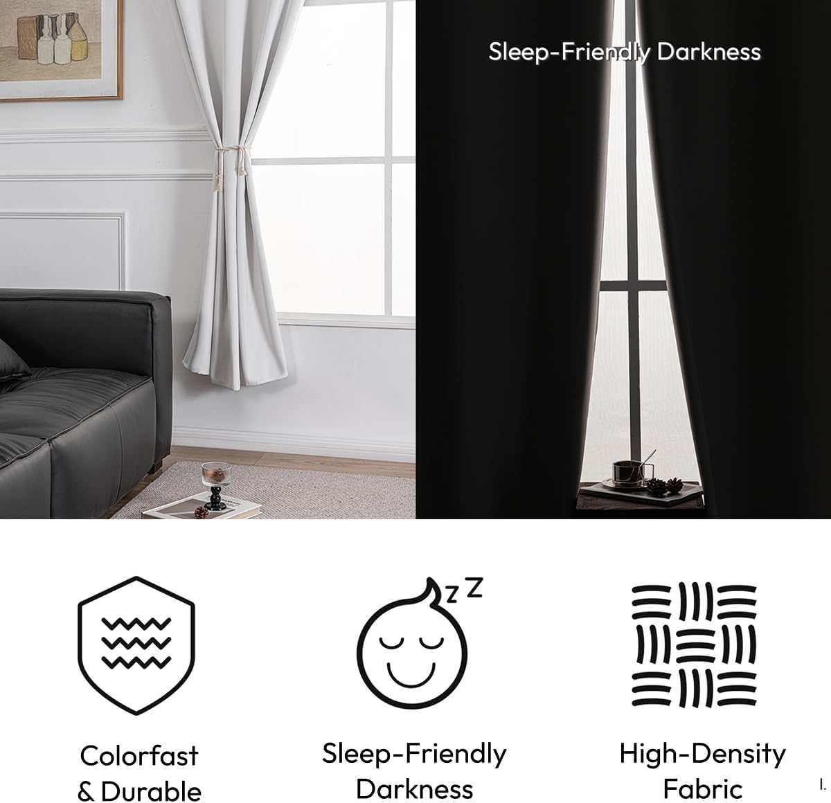 NANPIPER Blackout Curtains 2 Panels Set W38 x L45 Inches