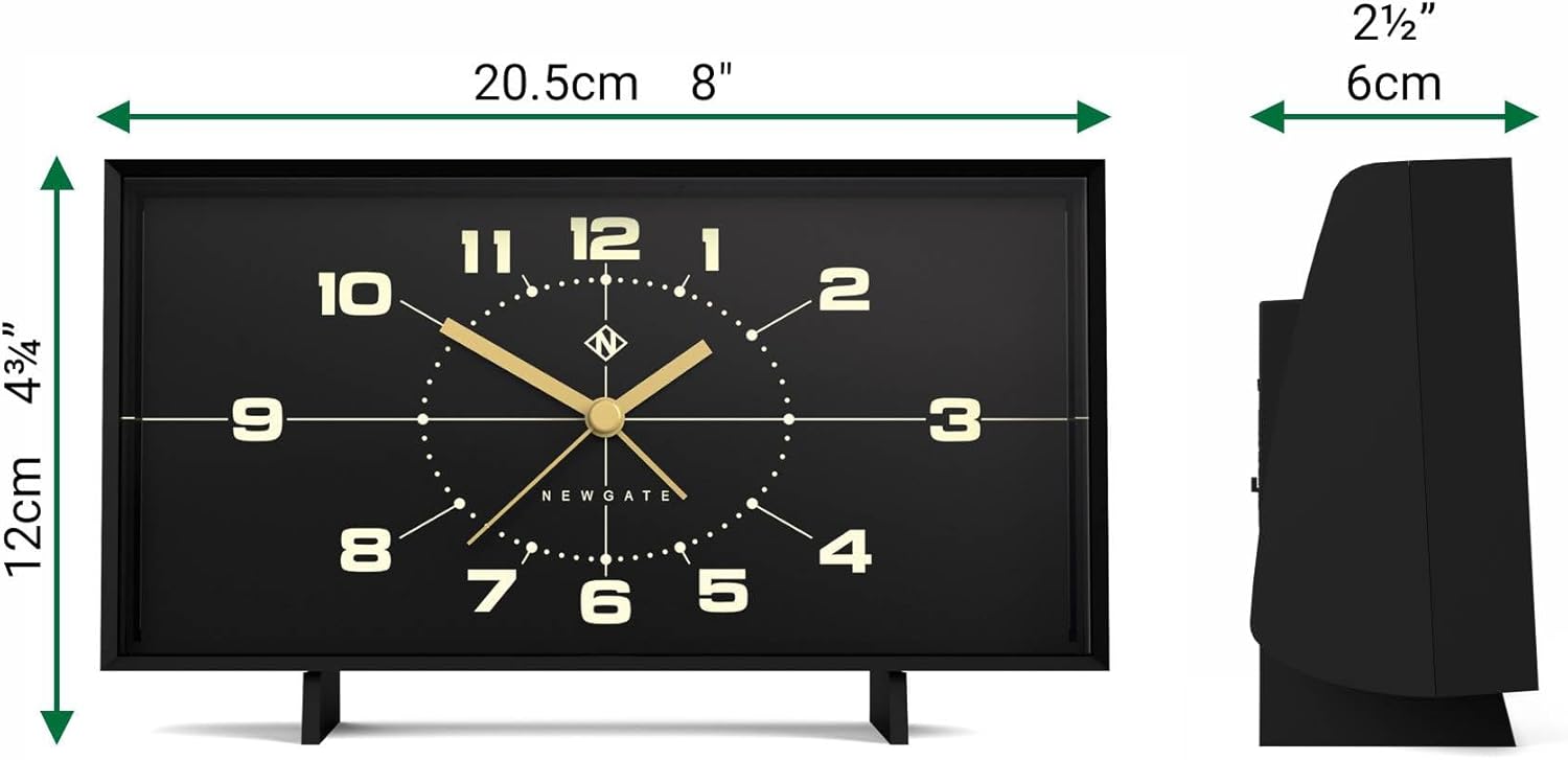 NEWGATE Wideboy Alarm Clock Rectangular Retro Black
