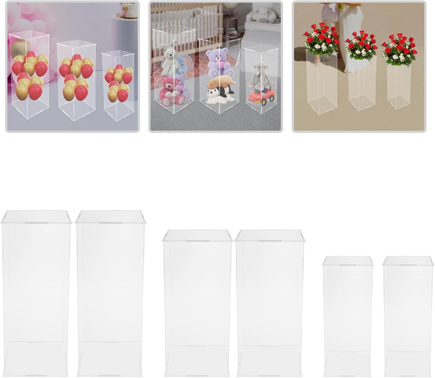 2 Pack Acrylic Pedestal Display Set for Weddings and Events