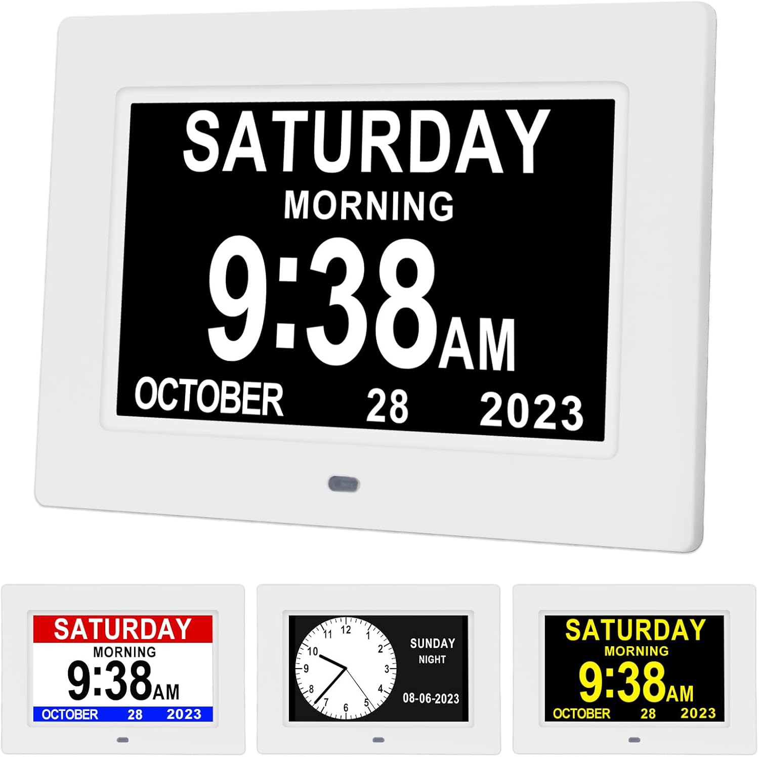 Aowasi 7 Inch Dementia Friendly Clock with 12 Alarms