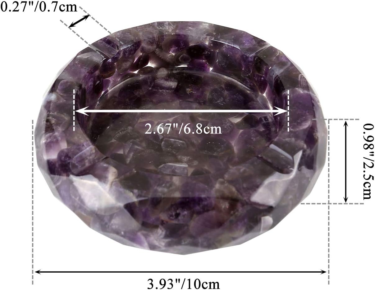 Yoption Amethyst Crystal Ashtray with Tumbled Stones