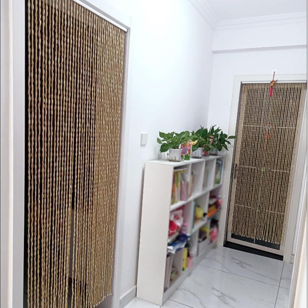Bamboo Beaded Curtain for Doorway Divider - Brown