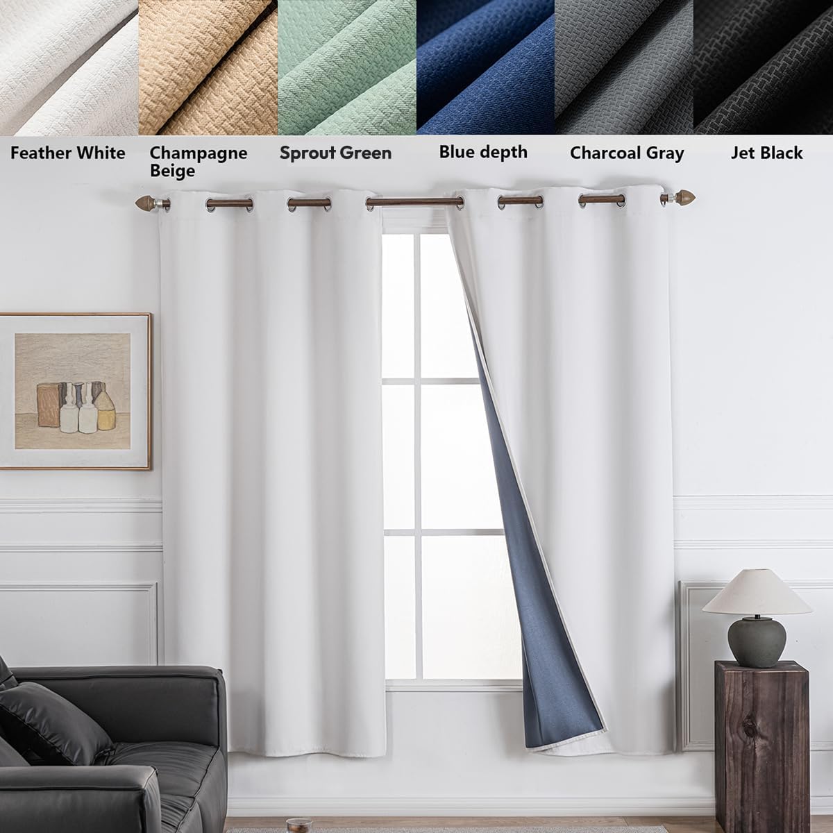 NANPIPER Blackout Curtains 2 Panels Set W38 x L45 Inches