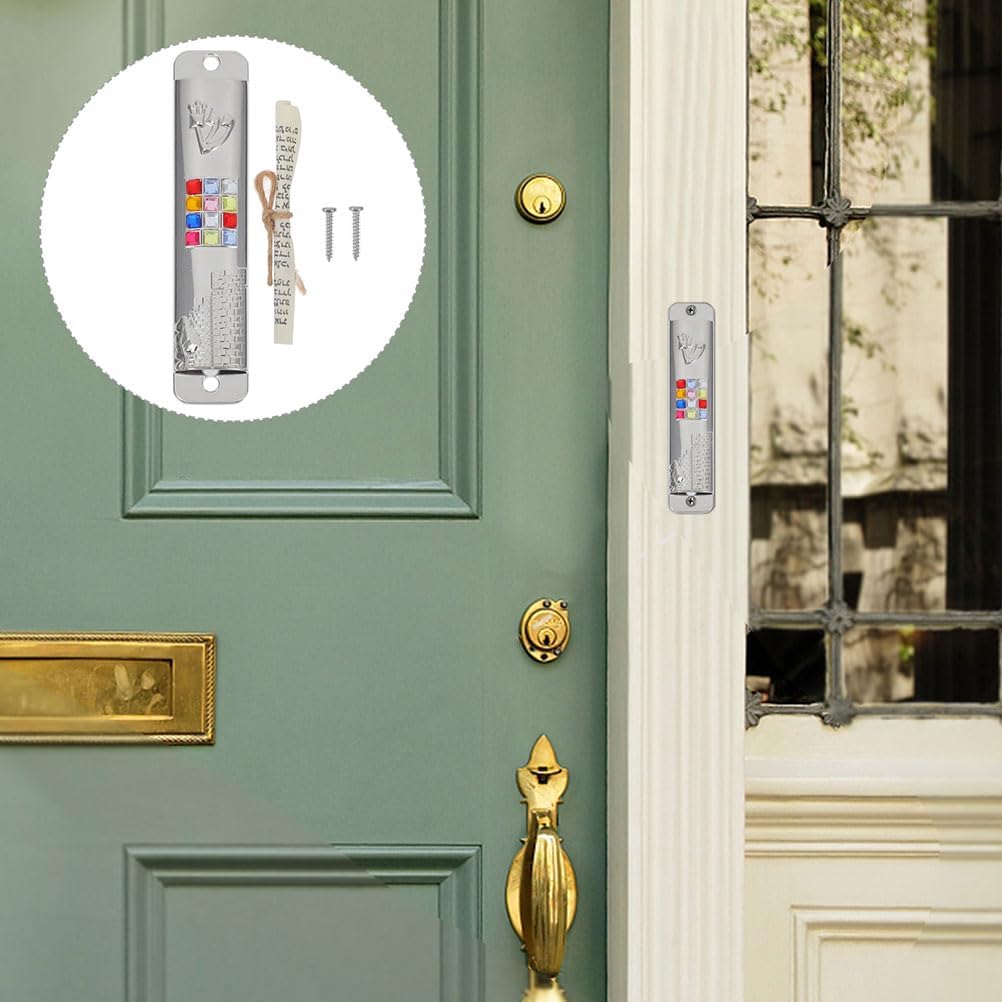 LUOZZY 2 Sets Silver Metal Mezuzah Door Decoration