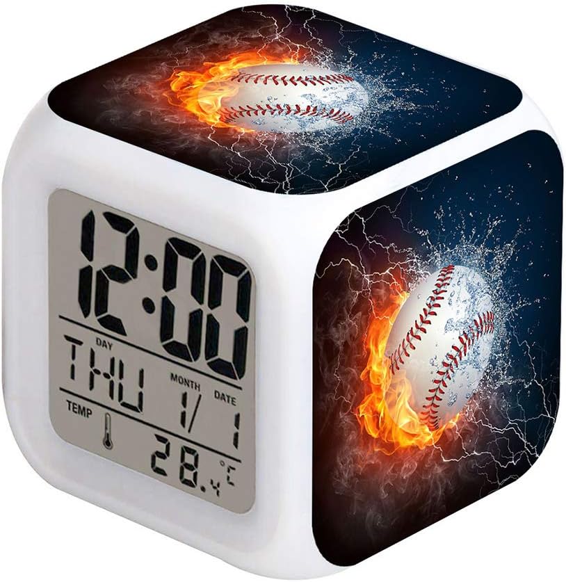 Cointone Led Alarm Clock Baseball Design for Unisex Adults Kids Birthday Gift