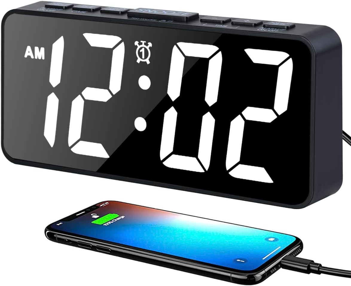 BOCTOP 75 Inch Digital Alarm Clock with Dimmer and Snooze