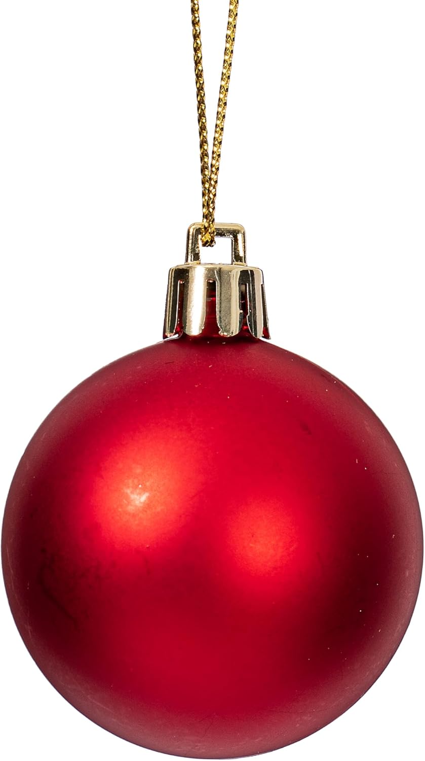 Vickerman Red Ornament Ball Set Shiny and Matte 50 Piece Variety