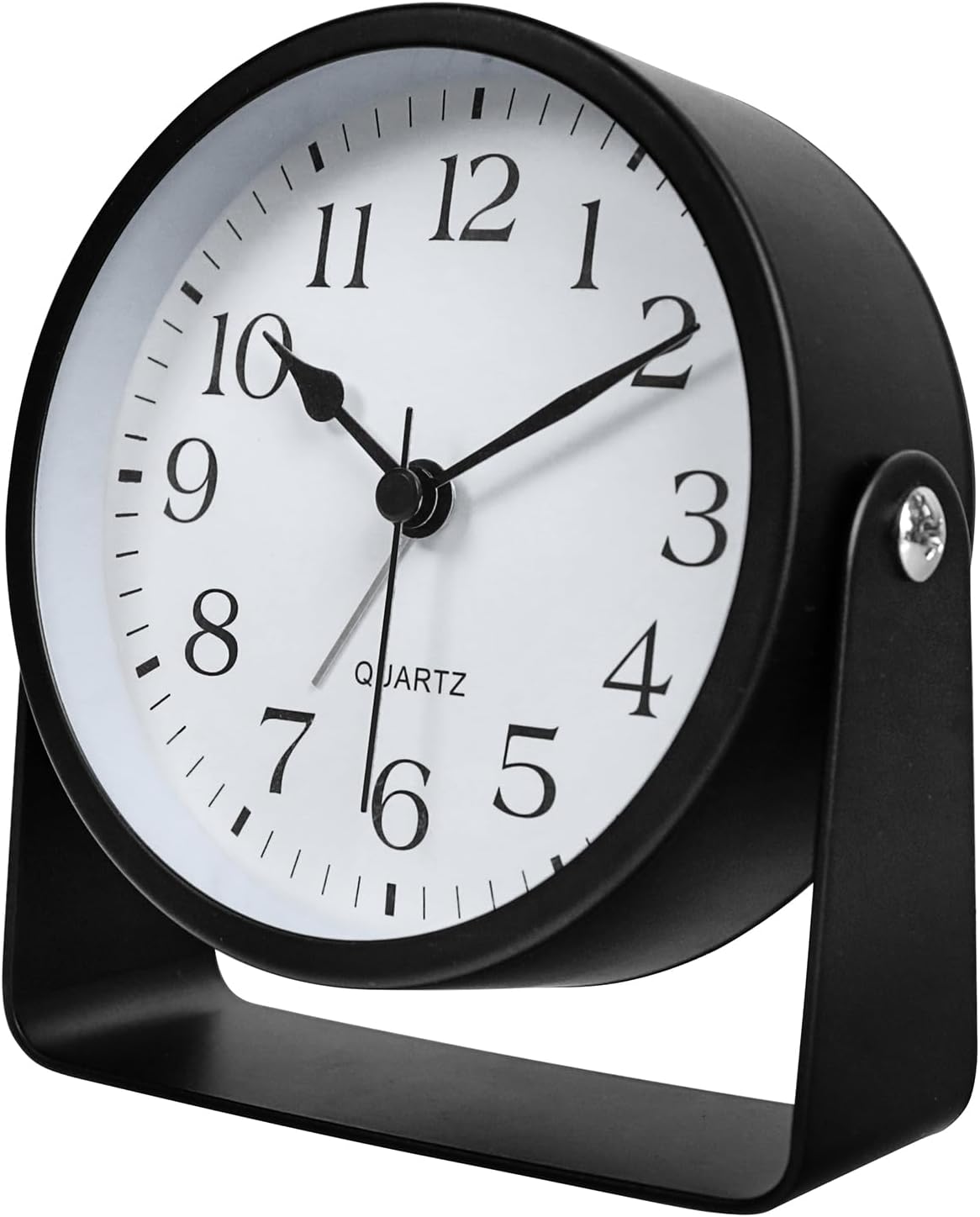 SCOAGE Mini Metal Analog Alarm Clock with Night Light