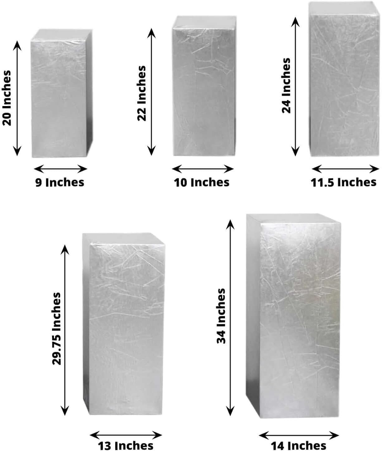 Balsa Circle 5 Silver Metallic Rectangular Display Stand Covers Set