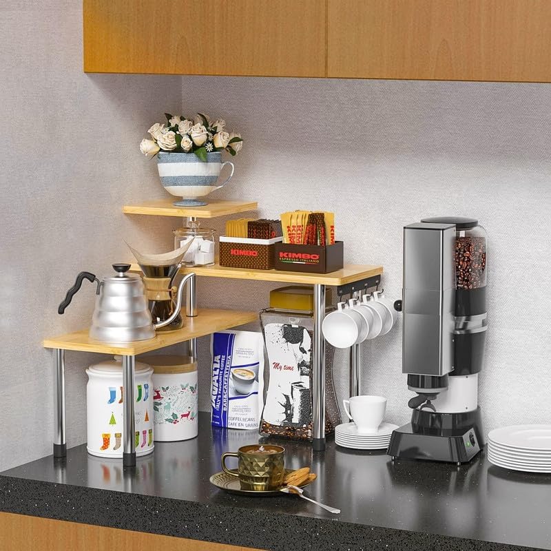ZHWS 3-Tier Corner Shelf with 4 Hooks Organizer