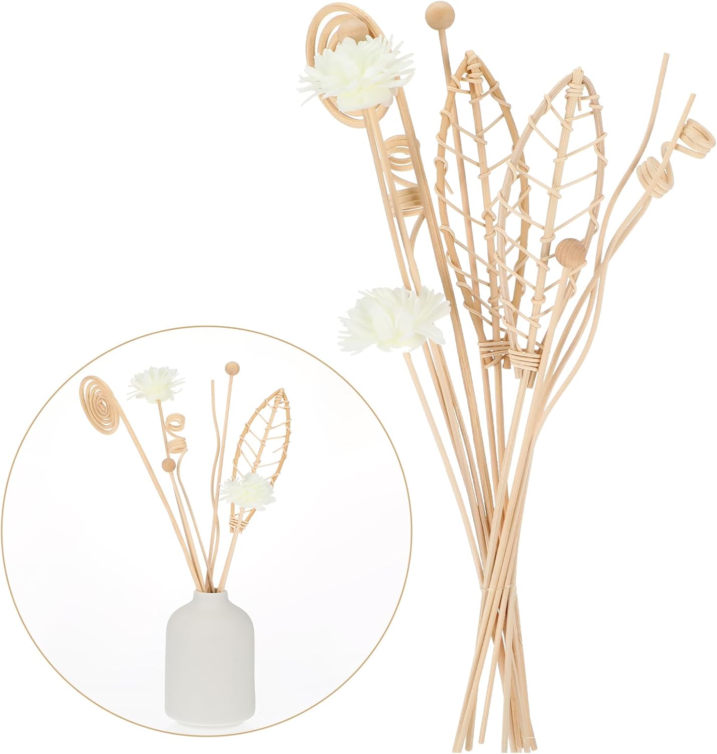 Heclia Reed Diffuser Sticks 12pcs Natural Rattan Fragrance Set