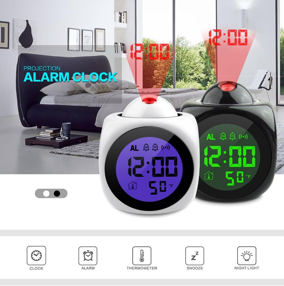 YPFDC Cute Ninja Alarm Clock with Projection and Temperature Display
