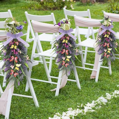 2 Pcs 24 Inch Artificial Lavender Teardrop Wreaths