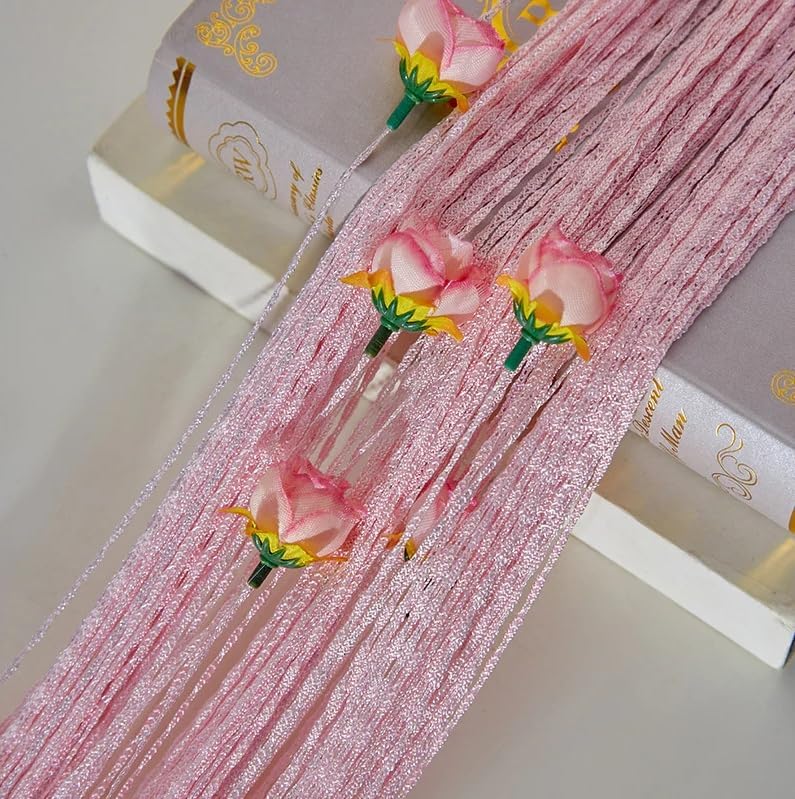 Muliivevy Rose Thread Door Curtain Elegant Privacy Tassel for Doorways