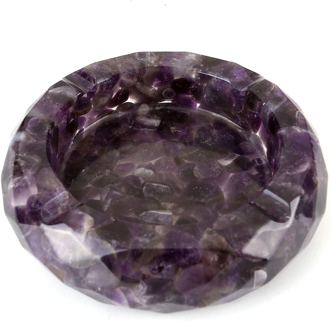 Yoption Amethyst Crystal Ashtray with Tumbled Stones