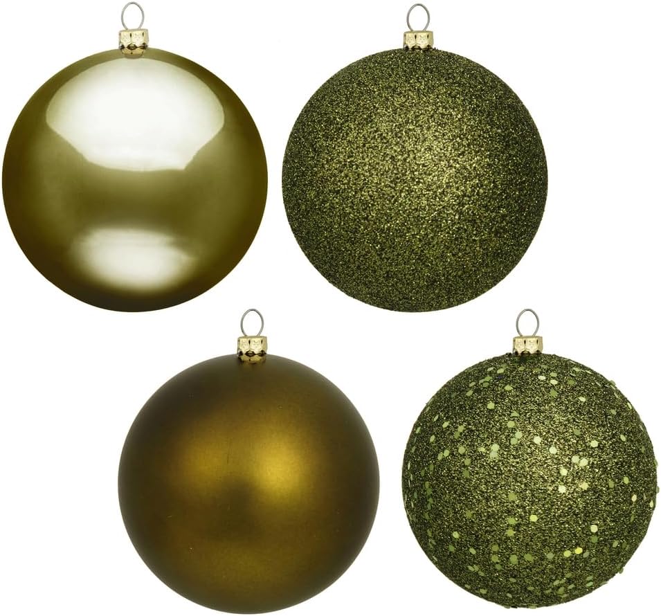 Vickerman Olive 4-Finish Ball Ornament Set 20 per Box