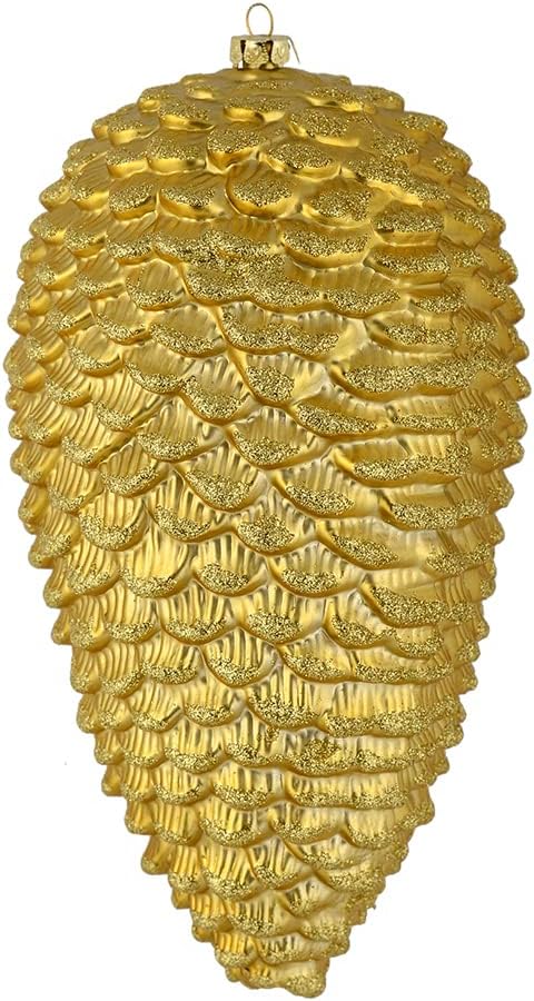 Vickerman 7 Inch Gold Matte Glitter Pinecone Ornament 4 Pack