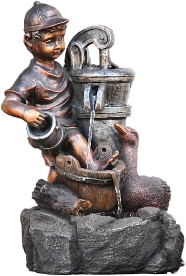Tabletop Fountain Imitation Copper Resin Decor