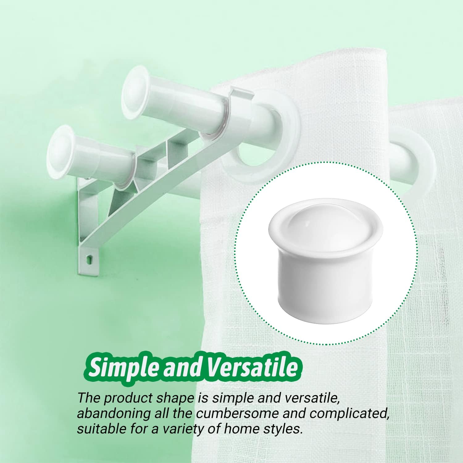 Yinpecly 8 Pcs Plastic Curtain Rod End Cap for 11 Inch Diameter