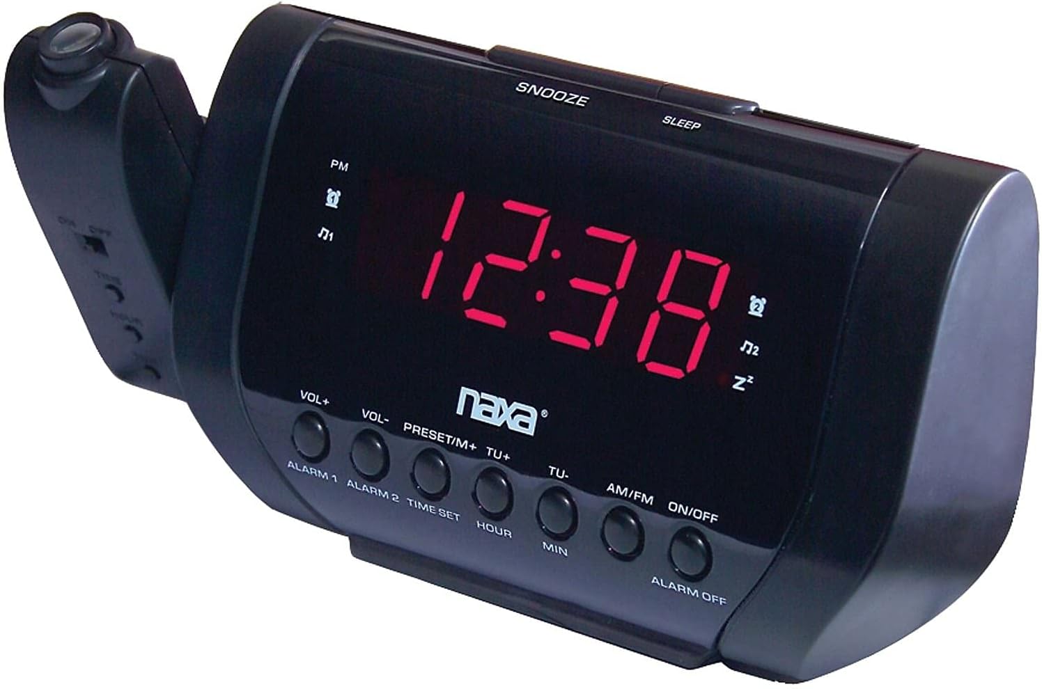 Naxa NRC-173 Dual Alarm Clock with Radio and Projection Display