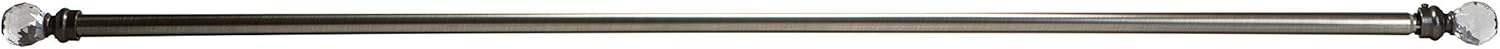 Home Details 1 Inch Crystal Ball Adjustable Curtain Rod 86-120 Satin