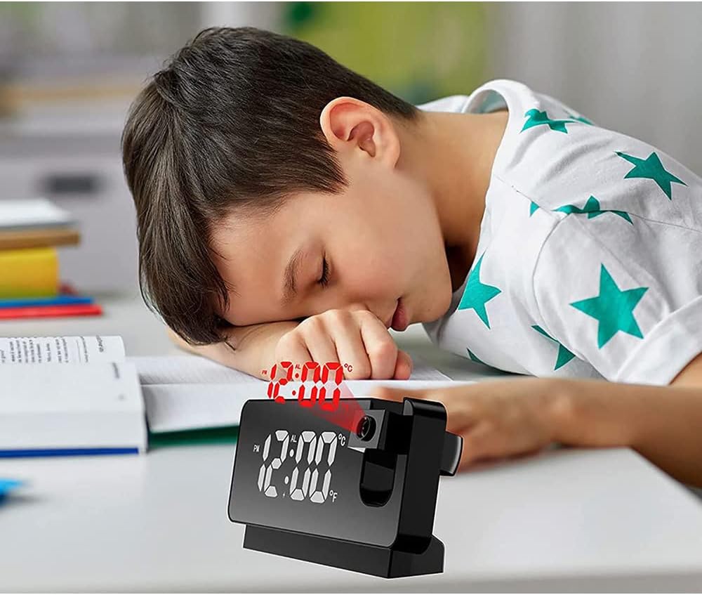 axGear Portable Projection Alarm Clock with 8 Modes - Black