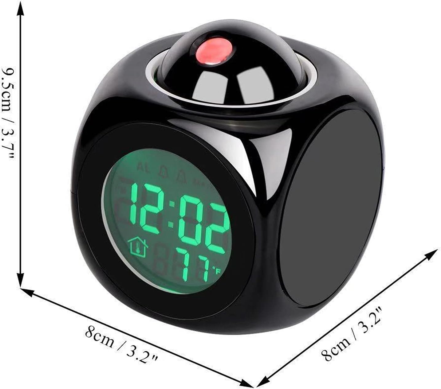 Voice Talking LED Time Temperature Alarm Clock for Bedroom and Office - Black