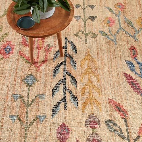 Dash Albert Folk Floral Jute Runner Rug 25 X 8 Feet
