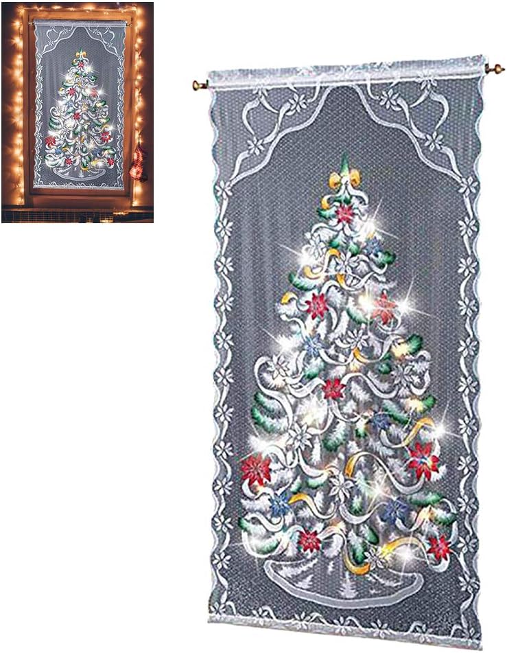 Christmas Tree Curtain Panel with LED Light