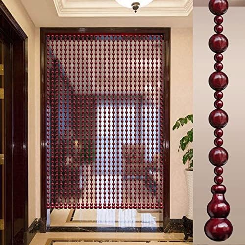 KDDEON Retro Wood Bead Curtain Dark Red 25 Strands 394x827