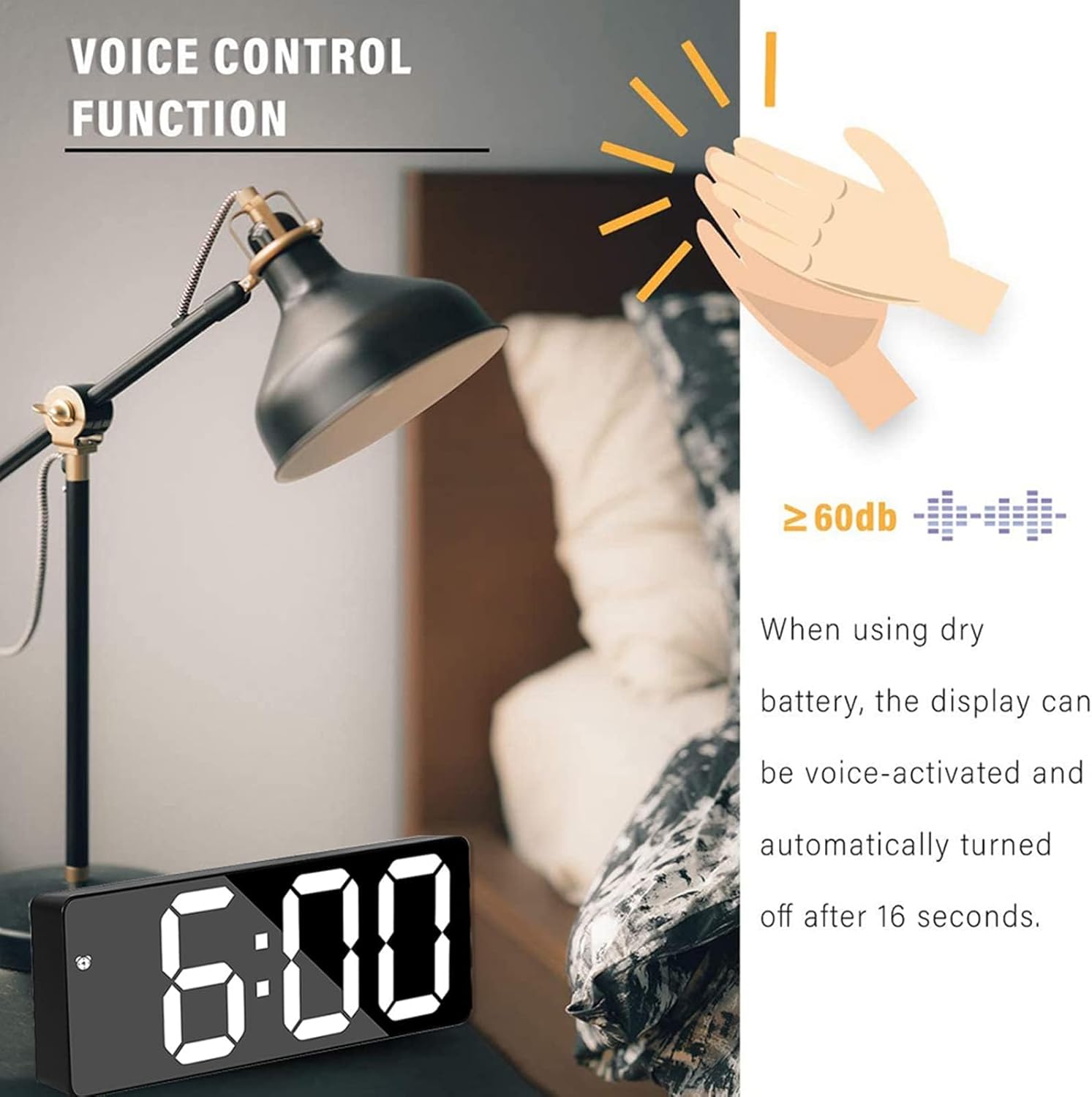 Shinekoo Red Digital Mirror Alarm Clock with LED Display
