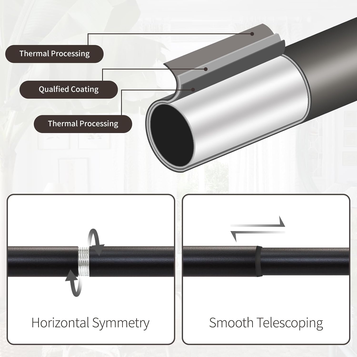EQURROY Bronze Curtain Rod for Windows 28-48 Inches 23-4ft