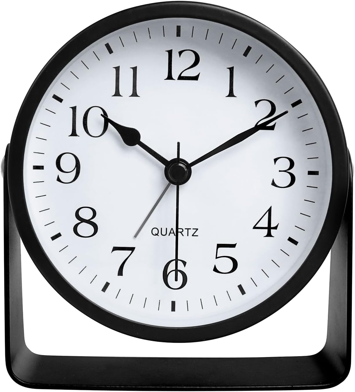 SCOAGE Mini Metal Analog Alarm Clock with Night Light