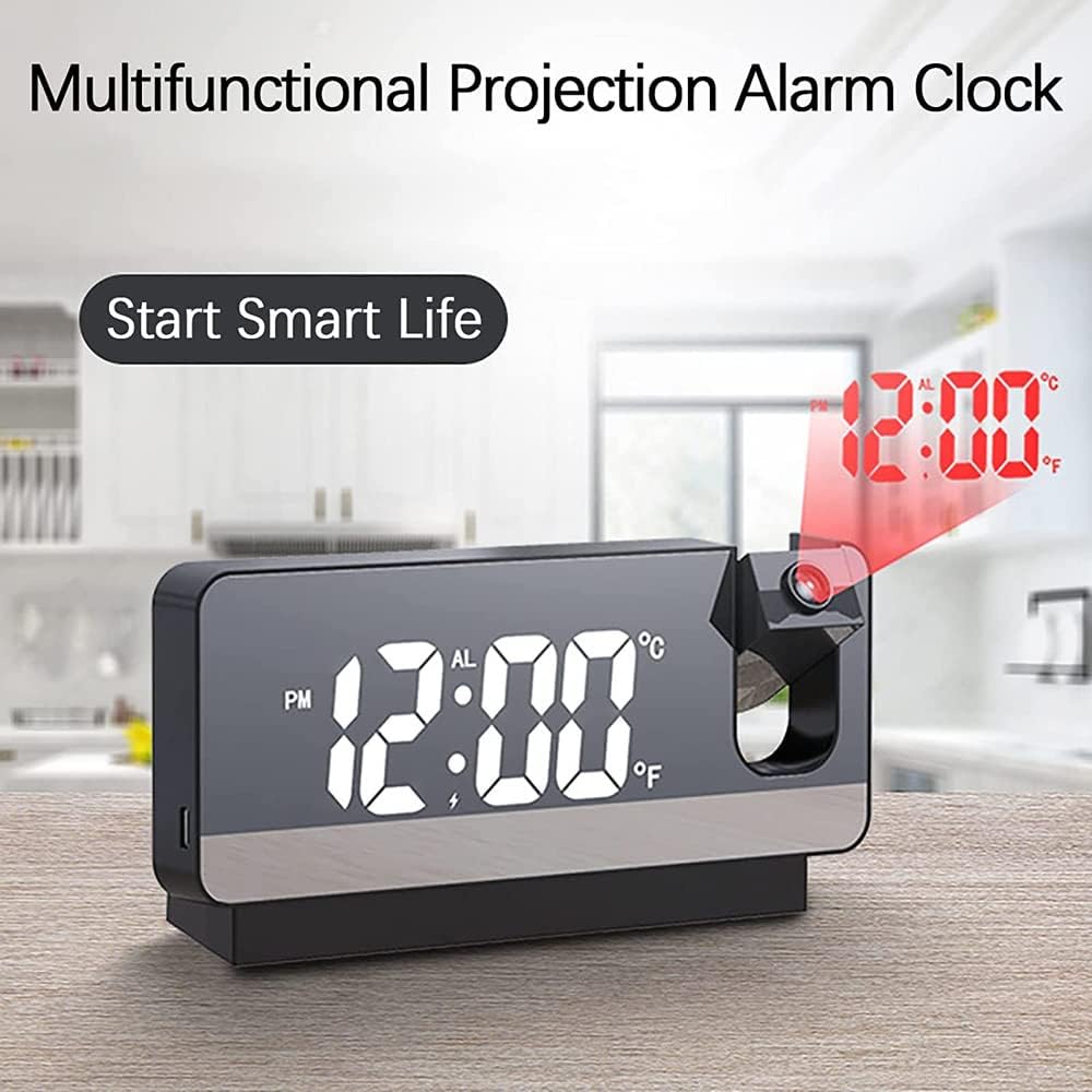 axGear Portable Projection Alarm Clock with 8 Modes - Black