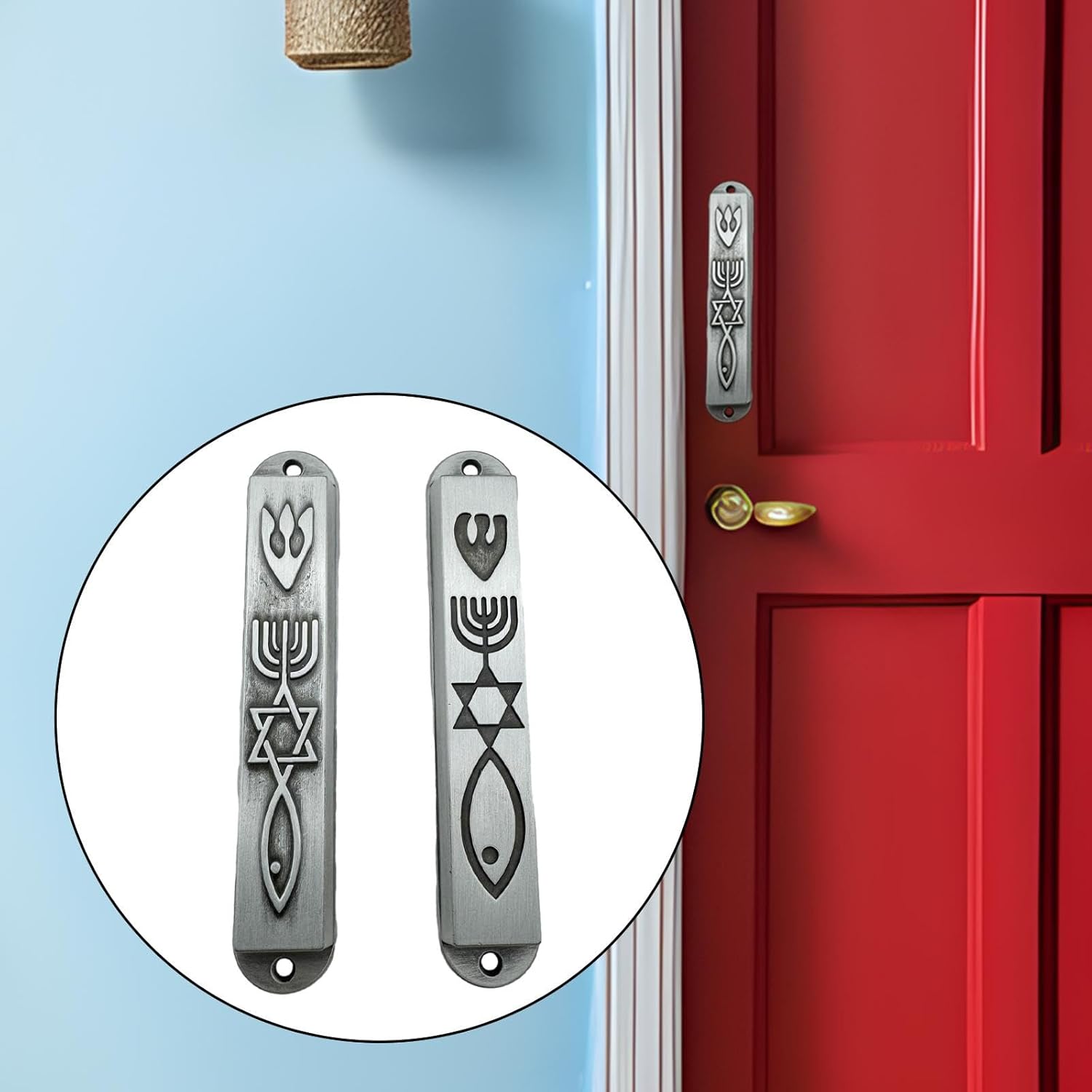 2 Pieces Modern Metal Mezuzahs for Door Decorations