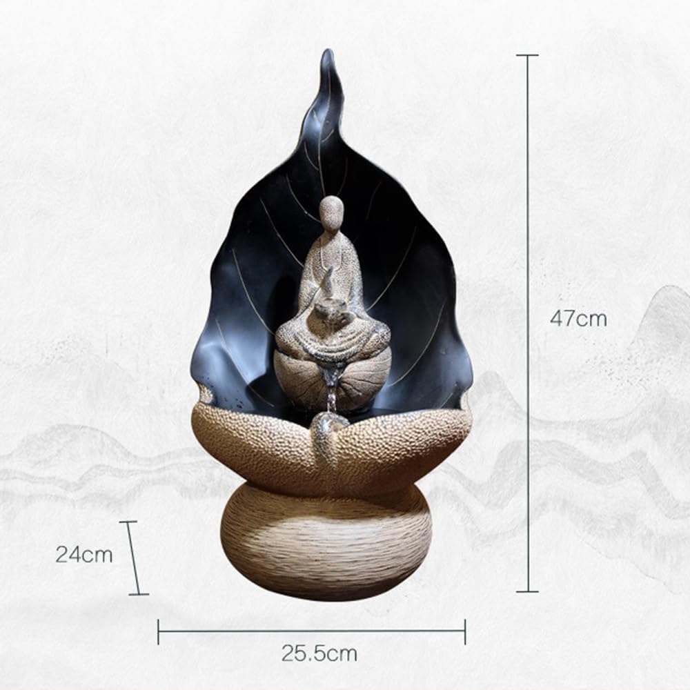 Zen Indoor Fountain with Lotus Base and Buddha Statue