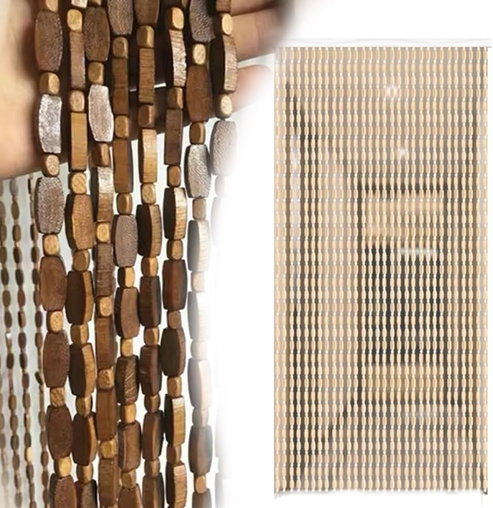 Bamboo Beaded Curtain for Doorway Divider - Brown