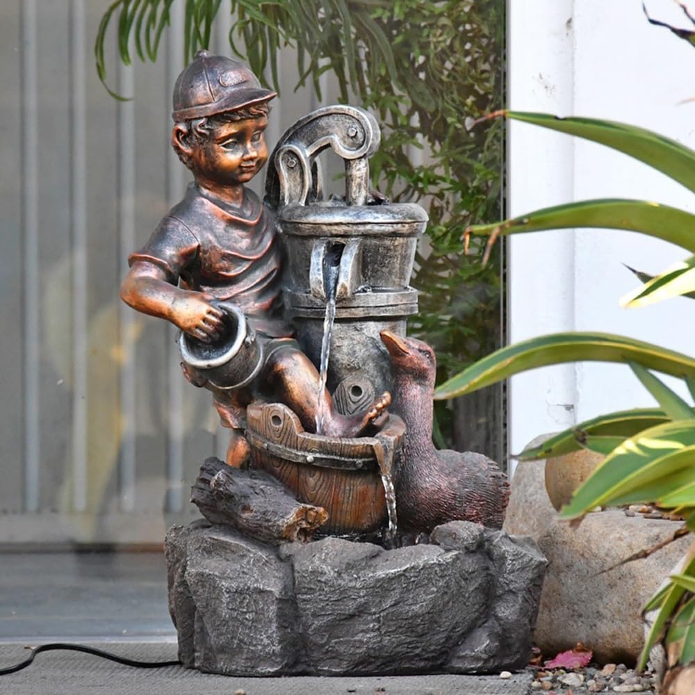 Tabletop Fountain Imitation Copper Resin Decor