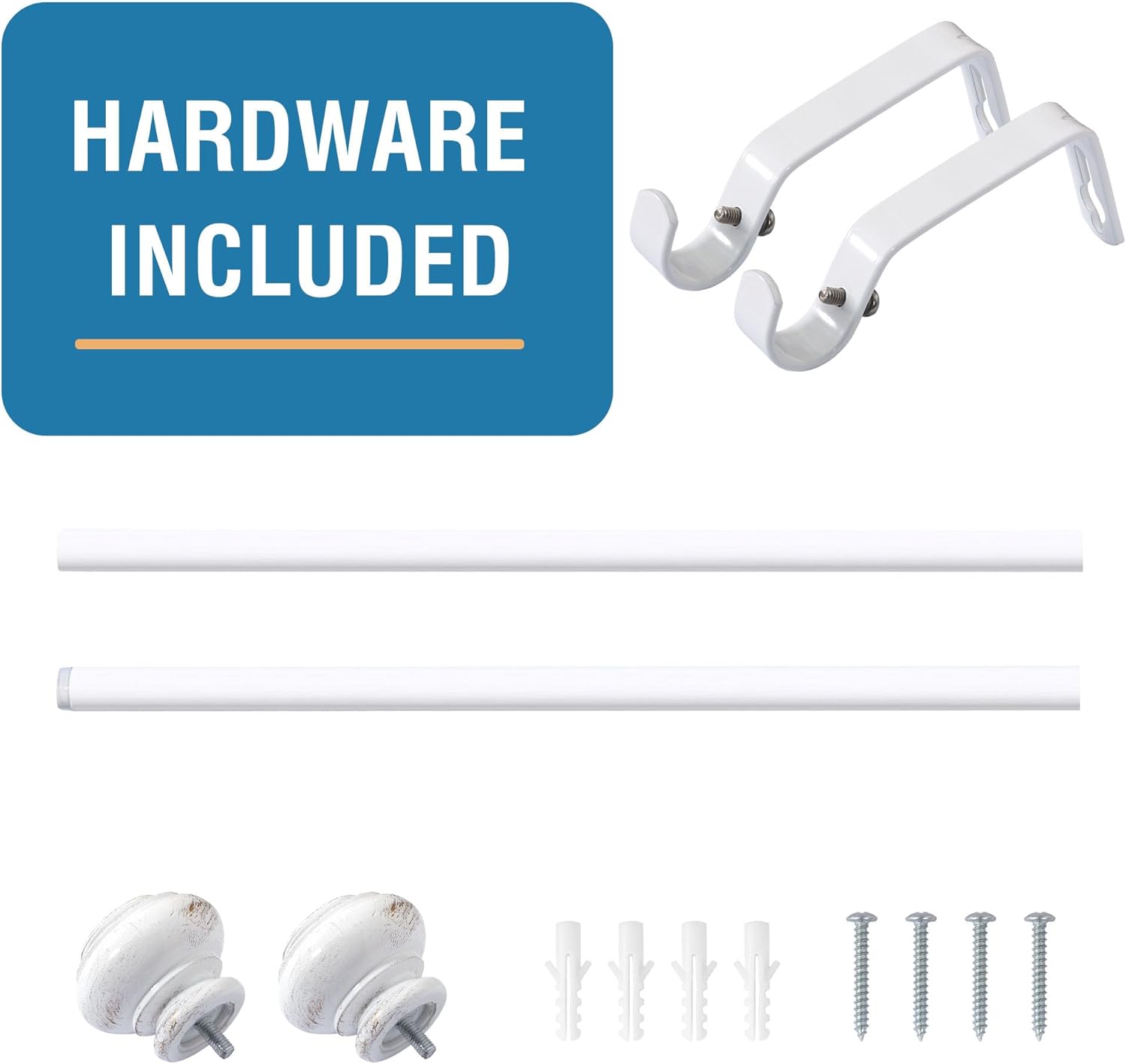 HVERSAILTEX Adjustable Curtain Rods 34 Inch White