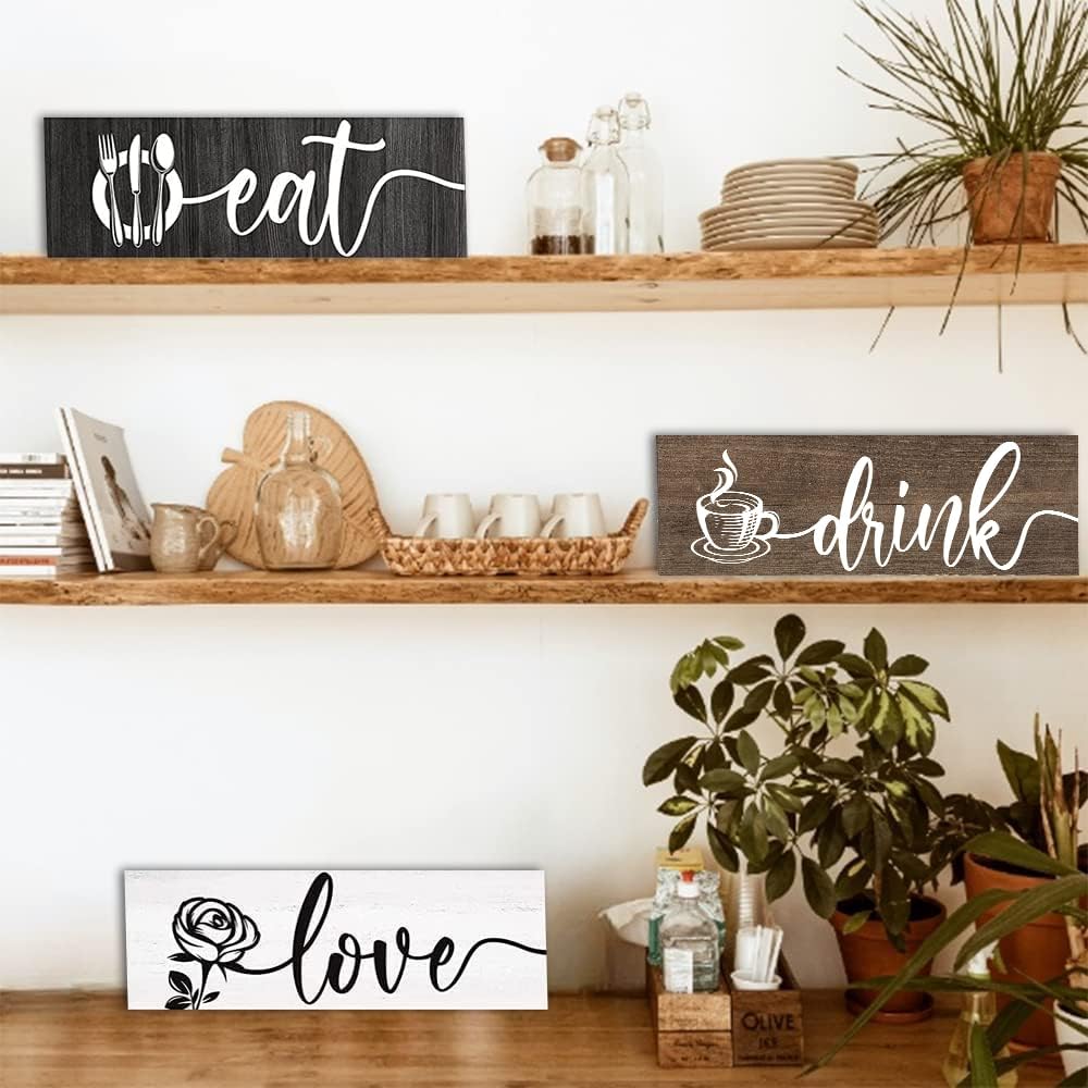 Creoate 3 Piece Kitchen Wall Decor Wooden Signs