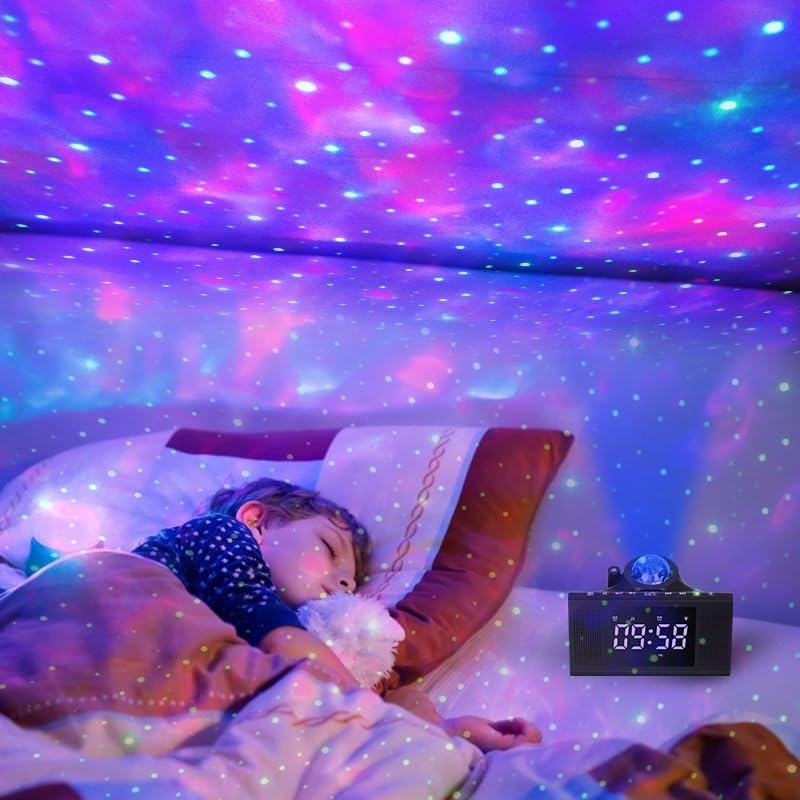 Star Projection Alarm Clock with Bluetooth Speaker and White Noise