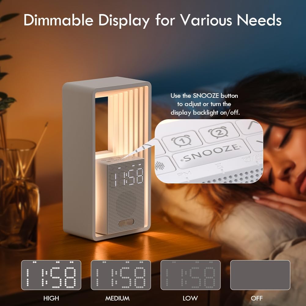 WILIT Digital Alarm Clock with Sunrise Light and USB Charging