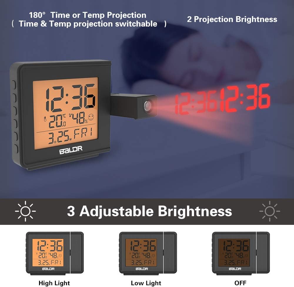 BALDR Projection Alarm Clock with Temperature Display